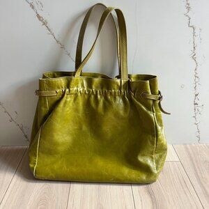 Brontibay Paris Tote Bag Olive Green Leather Pink Lining Shoulder Purse